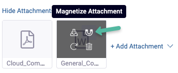 Screen shot with magnet attachment icon indicated