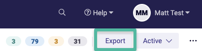 Screenshot of Project Workspace Export button