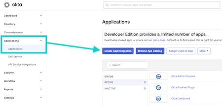 Okta Create App Integration button indicated.png