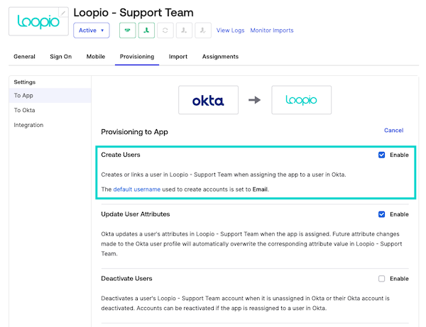 Okta App with Create and Update options selected.png