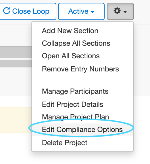 A_screenshot_of_the_Projects_gear_icon_with_the_Edit_Compliance_Options_choice_circled.png
