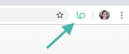 A screenshot instructing users to click the Loopio symbol in the Chrome bar