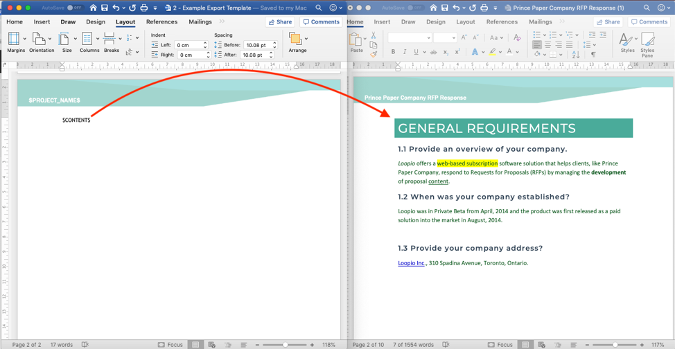Two_side_by_side_Word_Documents_with_the_CONTENT_variable_replaced_with_Loopio_content.png