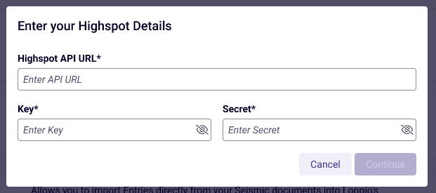 Entering Highspot API details.png