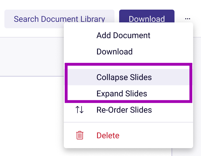 Collapse or Expand slides in Project Actions menu.png