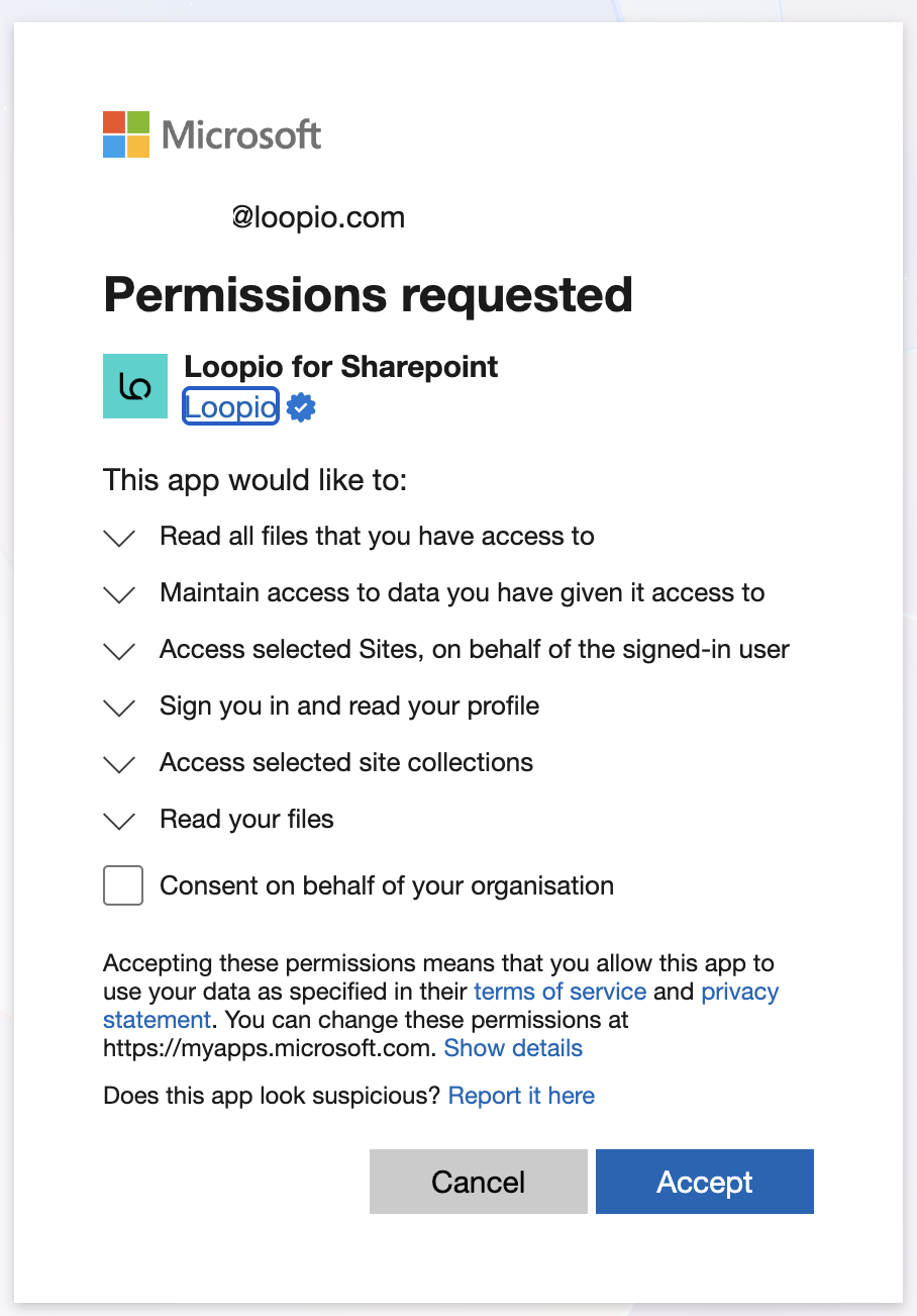 Required permissions Loopio for Sharepoint.png