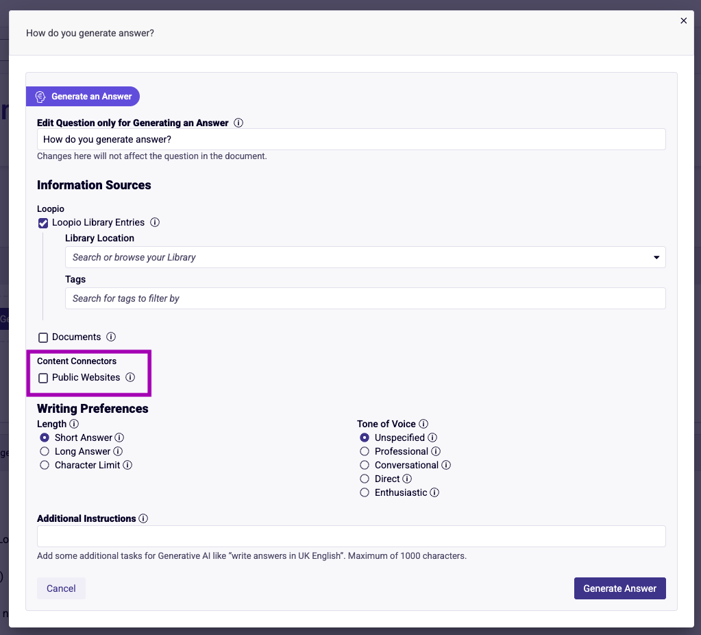 Using websites as a source when generating answers.png