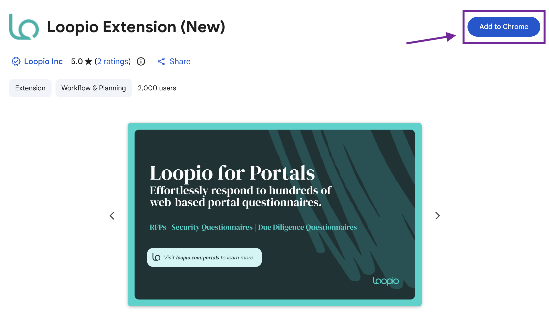 Loopio Extension Chrome Webstore Listing Page.png