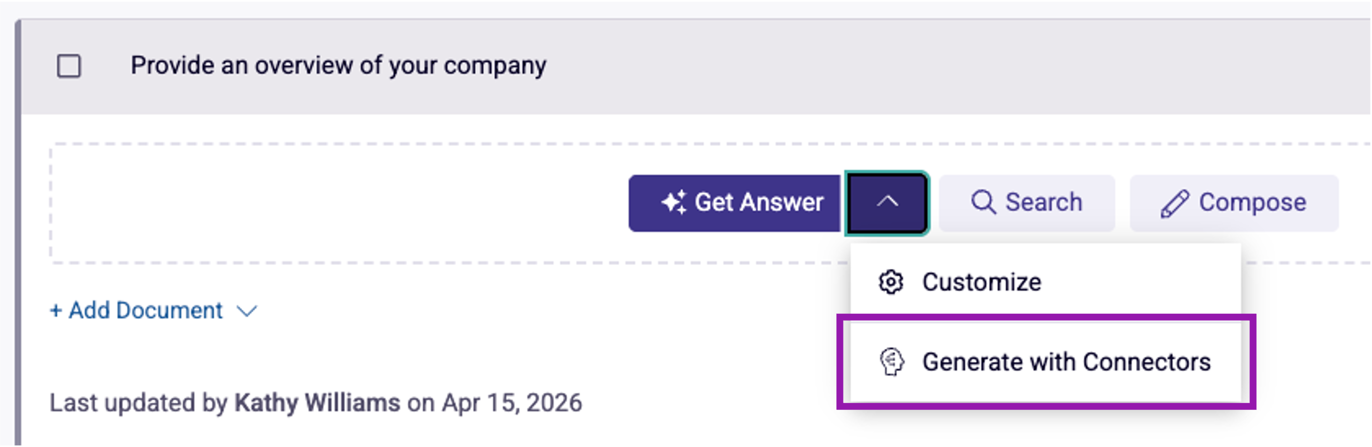 Image showing a Project Entry with the Get Answers Dropdown active.png